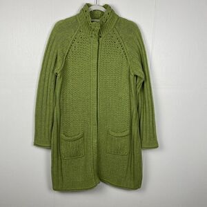 Sundance Woman’s Green Long Sweater LambsWool Blend Knit Size Small.